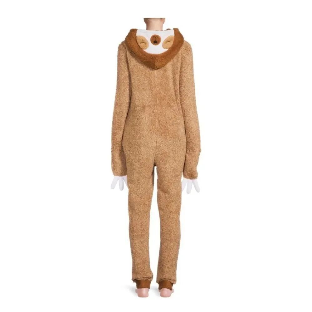 Sloth one piece jumpsuit romper hoodie mittens costume fleece animal